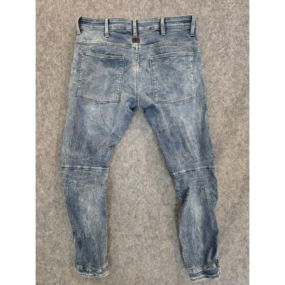 G-Star Raw 5620 3D Zip Knee Skinny Men's Jeans Blue Denim Sz 35x32 Moto